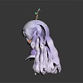 Cute Game and Movie Character With Long Purple Hair Green Eyes Antlers and White Skirt
