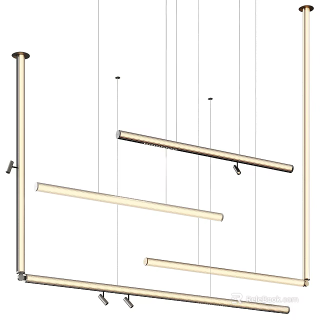 Modern Slim Linear Ceiling Lights With LED Suspended For Home Interior 3d model