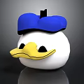 Cute White Cartoon Duck Figure Wearing Blue Hat With Yellow Beak