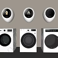 Modern White Washing Machines With Front Load Design And Digital Control Panels For Home Use