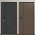 Modern Security Doors With Gray And Brown Finishes Electronic Locks And Handles