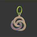 Luxurious Gold Pendant with Interlocking Ring Design and Sparkling Gemstones 3d model