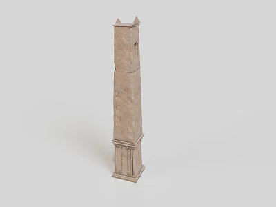 Stone Column Sculpture Carving With Pedestal And Top Structure Surface Texture 3d model