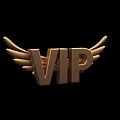 3D VIP Text Design With Golden Wings On Black Background