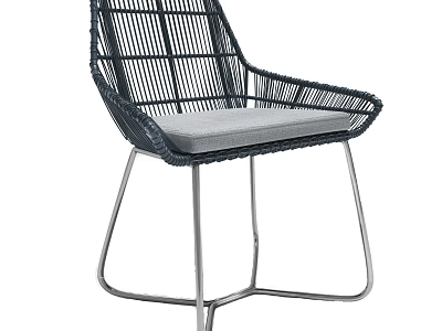 Sturdy Modern Rattan Outdoor Chair With Gray Cushion And Metal Frame 3d model