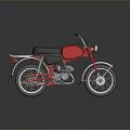 Vintage Red Motorcycle Featuring Black Leather Seat Silver Spoked Wheels And Classic Engine Design