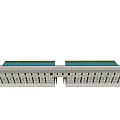 Modern Building Facade With Symmetrical Design Light Colored Exterior Windows And Green Roofs