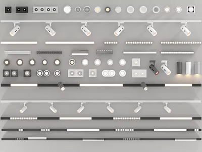 Lighting Combinations With Spotlights Track Lights Downlights And Strip Lights For Home Interior Design 3d model