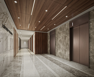 modern elevator hall office aisle elevator hall 3d model