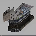 Historic Building Cross Section Model Showing Damaged Sections Brick Walls Windows And Internal Structure 3d model