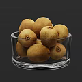 Transparent Glass Bowl Filled With Fresh Ripe Kiwis On Dark Background