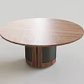 Modern Round Wooden Dining Table With Smooth Surface And Sturdy Base Design 3d model