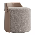 Modern Boucle Fabric Upholstered Sofa Stool With Delicate Leather Accent For Elegant Cozy Home Spaces