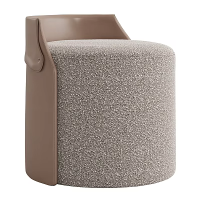 Modern Boucle Fabric Upholstered Sofa Stool With Delicate Leather Accent For Elegant Cozy Home Spaces 3d model