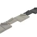 Modular Sectional Sofa with Two Tone Gray Fabric Modular Design Cushions and Backrests 3d model