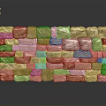 Decorative Rustic Stone Wall Construction With Layered Mixed Color Natural Stones Blocks