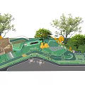 Modern children's play area rides 3d model