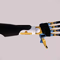 Advanced Industrial Robotic Arm Model HD2022 With Golden Black White And Blue Details