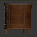 Traditional Wooden Desk With Curved Top Multiple Drawers Metal Handles And Sturdy Legs