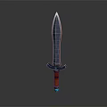 Medieval Decorative Sword With Sharp Metal Blade Red Hilt And Blue Gem Accent