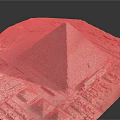 Cartoon Scene Featuring Pyramid and Surrounding City Layout 3d model