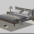 Modern Double Bed Bedroom Design With Nightstand Table Lamp Gray Bed Sheets Patterned Blanket And Rug