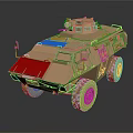 Sand Colored Armored Wheeled Military Vehicle With Turret And Heavy Armor