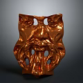 Artistic Copper Owl Sculpture With Detailed Facial Features And Textured Surface