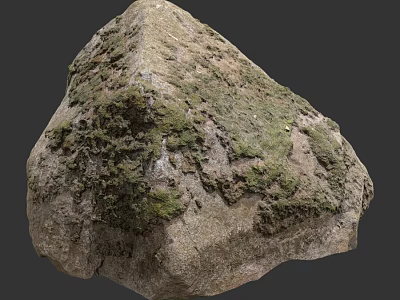 Detailed Natural Mossy Stone With Rough Textured Surface And Green Growth 3d model