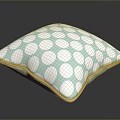 Square Light Blue Decorative Cushion With White Polka Dots And Pink Trim