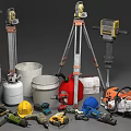 Assorted Hardware Tools Including Drills Sanders Hard Hats Toolbox And Tape Measure 3d model