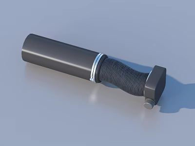Black Cylindrical Kitchen Paper Towel Holder With Silver Ring And Flexible Bellows 3d model