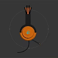 Black and Orange Wired Over Ear Headphones With Microphone For Gaming Use