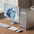 Modern Desktop Computer Setup With Monitor PC Case Keyboard Mouse And Wooden Desk