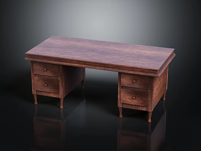 Classic Wooden Writing Desk With Two Drawers Solid Wood Home Office Furniture Design 3d model