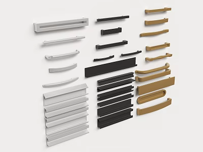 Various Modern Door Handles With Different Colors And Stylish Designs Collection 3d model