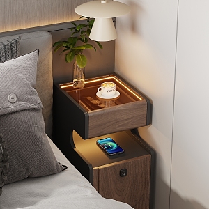 Bedside table bedroom smart bedside table wireless mobile phone charging super narrow fingerprint lock bedside lamp coffee mobile phone induction lamp bedroom bedside table 3d model