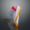 Traditional Indian Sari With White Base Yellow Border And Red Blouse Design