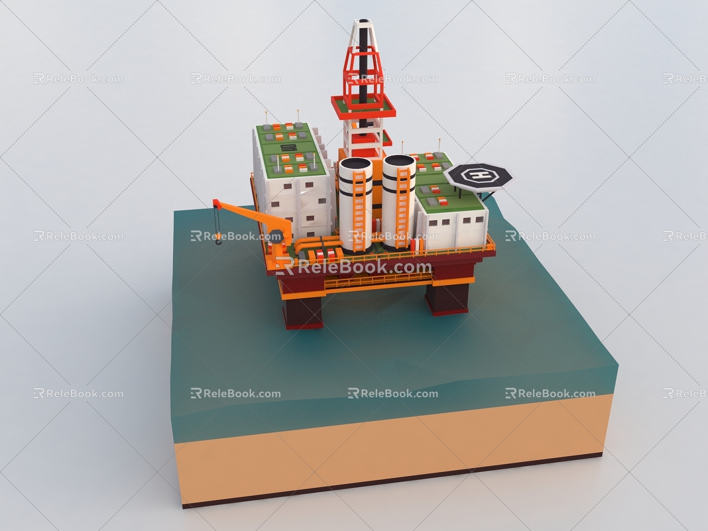 Cartoon drilling platform 3d model