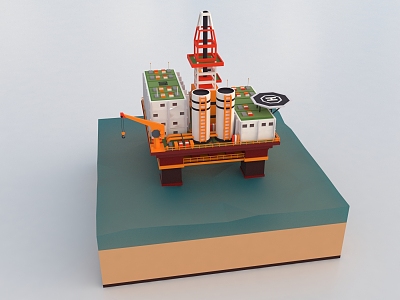 Cartoon drilling platform 3d model