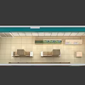 Neat Pharmacy Store Interior Featuring Shelves With Medicines Products And Glass Counter