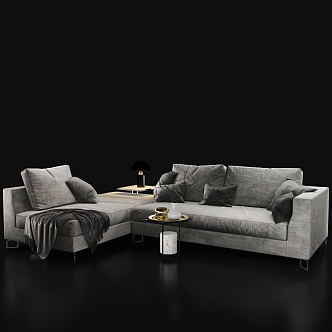 Modern corner sofa coffee table combination 3d model