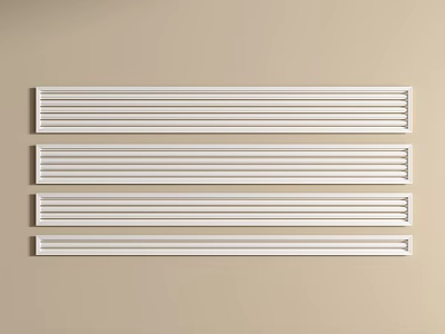 White Air Conditioner Vents In Various Lengths On Beige Wall With Modern Design 3d model