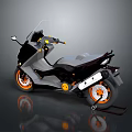 Stylish Modern Gray Motorcycle With Orange Wheels And Windshield Design