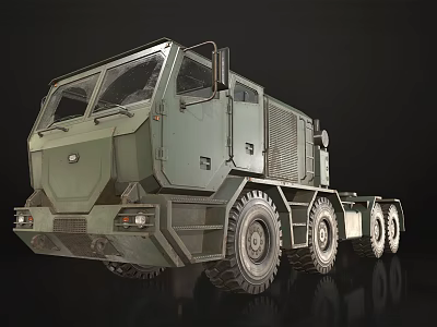 Military Green Heavy Duty Utility Truck Featuring Multiple Wheels And Robust Build 3d model