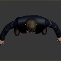 Man in dark blue suit white shirt red shoes with arms outstretched against gray background
