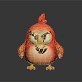 Angry Red Bird Character With Red Feathers Black Eyebrows Yellow Eyes And Orange Claws