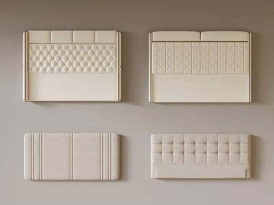 Beige Bed Headboard Wall Various Designs With Tufted Paneled And Quilted Patterns 3d model