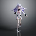 Anime Style 3D Character With Purple Long Hair Red Eyes And White Outfit Running Pose
