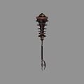 Ancient Ornate Spear Weapon With Intricate Top Structure Long Shaft And Sharp End 3d model